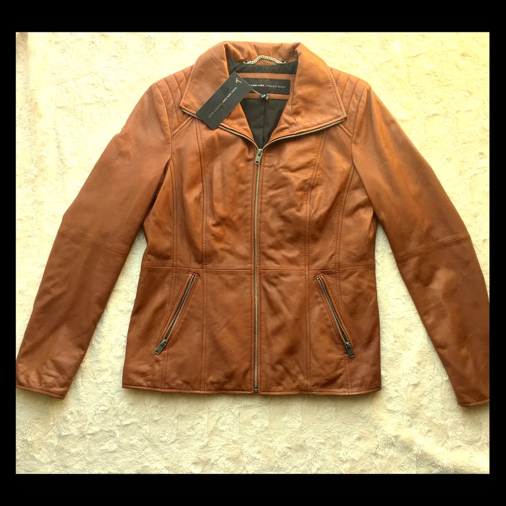 MARC NEW YORK   Women’s cognac leather jacket